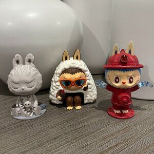 Lot of 3 Labubu Figurines (Almost Hidden and Wacky Mart)